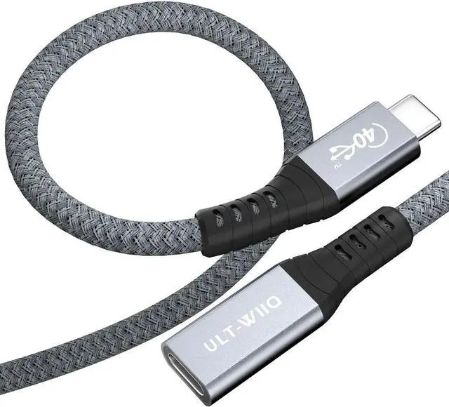 Main image of USB4 Extension Cable 1Ft, Thunderbolt 3 & 4 Extension Cable, USB C 4.0 Support PD 100W 20V5A, 40Gbps Transfer, 8K@60Hz, 6K/4K@60Hz Video for Dell/HP/Anker Dock, MacBook, iMac, Dell XPS, Intel NUC