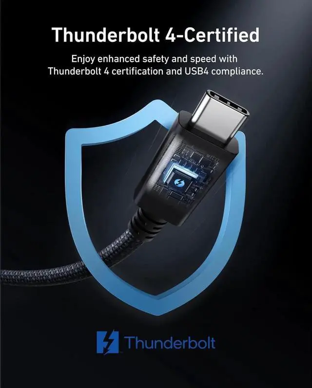 Alt view image 5 of 7 - Thunderbolt 4 Cable, 3.3 ft USB C to USB C Cable, 240W Charging, 40Gbps Data Transfer, Supports 8K/4K Displays, for iPhone 16 Series, MacBook Air, iPad, Sam-sung (Thunderbolt 4-Certified)