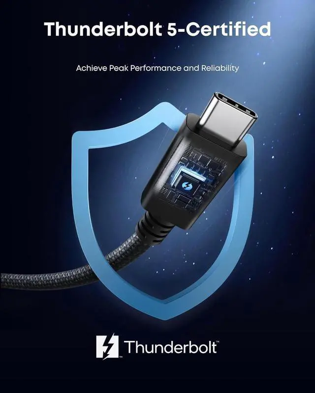 Alt view image 2 of 7 - Prime Thunderbolt 5 Cable, 3.3 FT USB C to USB C Cable, 240W Charging, 80Gbps Data Transfer, Up to 120Gbps Bandwidth, 8K/4K Displays, for iPhone 16, MacBook, and More (Thunderbolt 5-Certified)