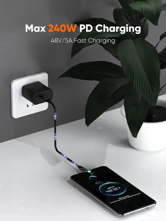 Alt view image 6 of 7 - USB 4 Cable 3.3FT, 40Gbps, 240W, 8K@60Hz HD Display USB C Thunderbolt Cable Compatible with Thunderbolt 4/3, iPhone 16, MacBook, XPS, Surface, Docking, SSD and USB-C Devices