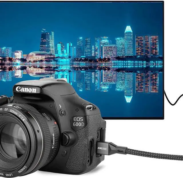 Alt view image 5 of 7 - Mini HDMI to HDMI Cable 6.6FT, High Speed HDMI 2.0 to Mini HDMI Braided Cord, Support 4K@60Hz, 18Gbps, 3D, HDR for DSLR, Camcorder, Raspberry Pi Zero W, Graphics Video Card, Sony XR500, Nikon Z 6II