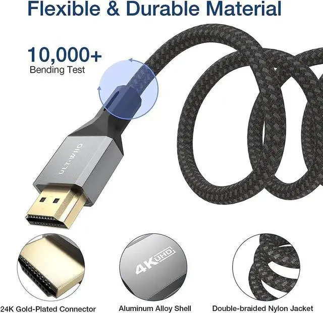 Alt view image 4 of 7 - Mini HDMI to HDMI Cable 6.6FT, High Speed HDMI 2.0 to Mini HDMI Braided Cord, Support 4K@60Hz, 18Gbps, 3D, HDR for DSLR, Camcorder, Raspberry Pi Zero W, Graphics Video Card, Sony XR500, Nikon Z 6II