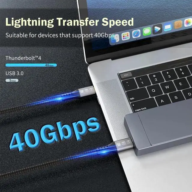 Alt view image 7 of 7 - USB4 Cable Compatible with Thunderbolt 3 4 1.8M 6FT 8K 5K Extension Cable M/M USB-C 8K@30Hz 4K 60Hz Video 40Gbps Data Transmissions Rate 20V 5A 100W Power Delivery