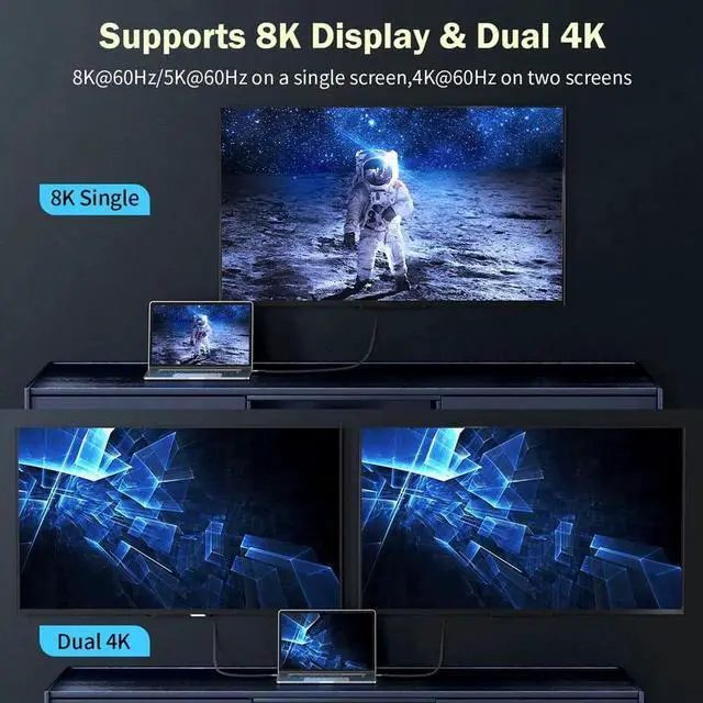 Alt view image 2 of 7 - USB4 Cable Compatible with Thunderbolt 3 4 1.8M 6FT 8K 5K Extension Cable M/M USB-C 8K@30Hz 4K 60Hz Video 40Gbps Data Transmissions Rate 20V 5A 100W Power Delivery