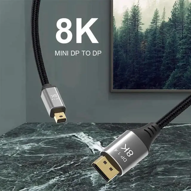 Alt view image 4 of 7 - 3M 10FT Mini DP to DisplayPort 8K Cable 8K(7680x4320)@60Hz 4K@144Hz DisplayPort 1.4 Bi-Directional Transmission DisplayPort to Mini DisplayPort 8K Cable