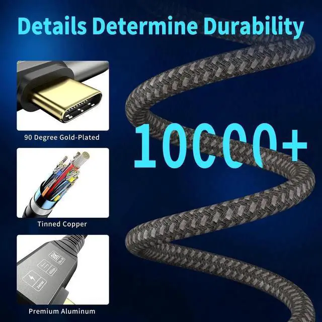 Alt view image 7 of 7 - USB4 8K Cable 1.2M Thunderbolt 4 Compatible USB 4 Type-c Extension Cable Ultra HD 8K@60Hz 100W Charging 40Gbps Data Compatible with External SSD eGPU 1xBend 1x Straight
