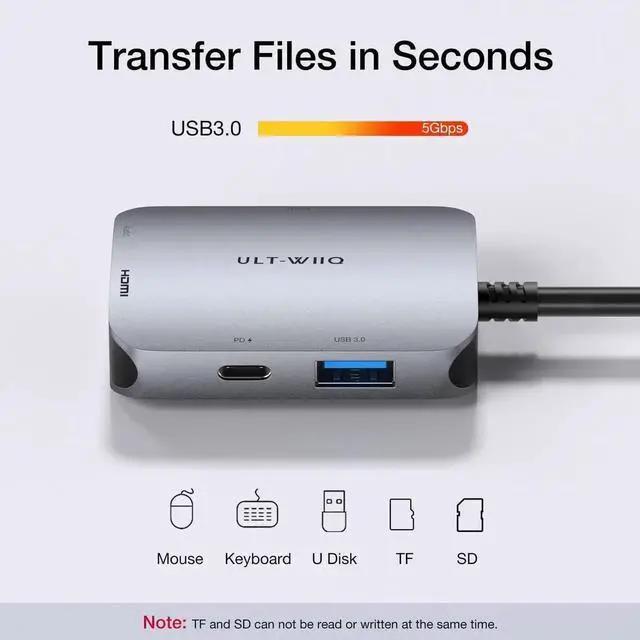 Alt view image 5 of 6 - USB C Hub Adapter, USB C HDMI Mini Dongle, 6 in 1 USB C Hub Multiport Adapter with 4K HDMI, 100W PD, USB 3.0, SD/TF Card Reader, 3.5mm Audio for MacBook Pro/Air, iPad, Dell XPS & Other Type-C Devices
