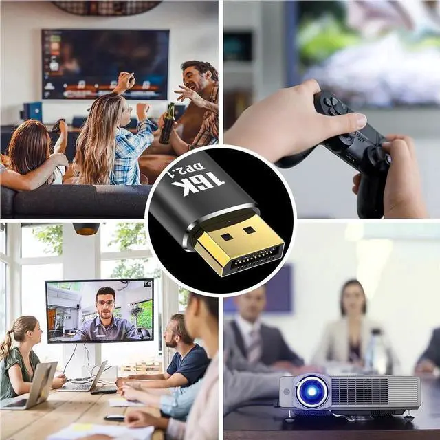 Alt view image 5 of 7 - 16K Displayport to Display Port 2.1 3FT, 80Gbps Display Cord, 4K Video Monitor Cable Support 8K@120Hz 4K@240Hz HDR/eARC/FreeSync/G-Sync Connecting PC/Computer/Gaming/Graphics Card