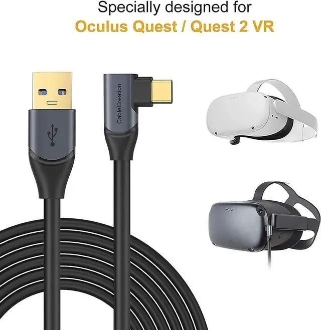 Alt view image 7 of 7 - Bundle - 2 Items: 16.4 FT Right Angled USB to USB C Cable Compatible Oculus Quest/Quest 2 VR, CableCreation 8K 48Gbps Ultra High Speed HDMI Cable 6.6ft