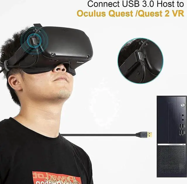 Alt view image 4 of 7 - Bundle - 2 Items: 16.4 FT Right Angled USB to USB C Cable Compatible Oculus Quest/Quest 2 VR, CableCreation 8K 48Gbps Ultra High Speed HDMI Cable 6.6ft