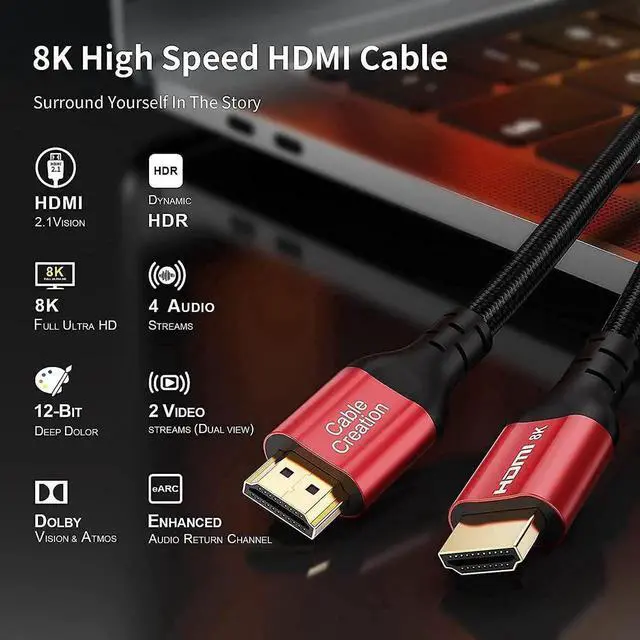 Alt view image 3 of 7 - Bundle - 2 Items: 16.4 FT Right Angled USB to USB C Cable Compatible Oculus Quest/Quest 2 VR, CableCreation 8K 48Gbps Ultra High Speed HDMI Cable 6.6ft