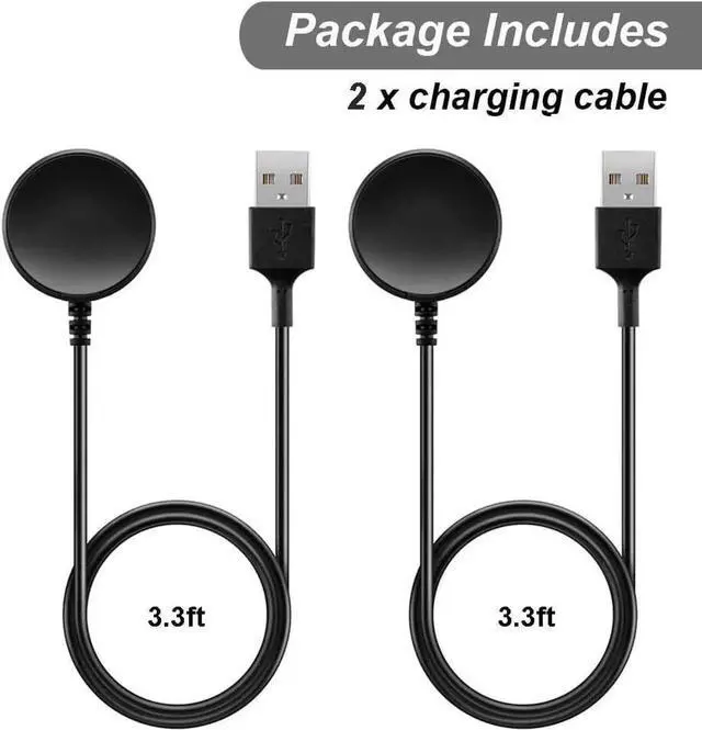 Alt view image 6 of 7 - Charger for Samsung Galaxy Watch 3/Watch 4/Watch 5/Watch 6, Replacement Charging Cable Cord for Samsung Galaxy Watch 6 Classic/5 Pro/4/3/Acitve 2/1 Smart Watch [2-Pack, 3.3ft]