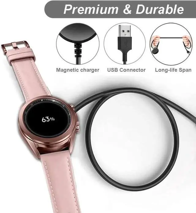 Alt view image 5 of 7 - Charger for Samsung Galaxy Watch 3/Watch 4/Watch 5/Watch 6, Replacement Charging Cable Cord for Samsung Galaxy Watch 6 Classic/5 Pro/4/3/Acitve 2/1 Smart Watch [2-Pack, 3.3ft]