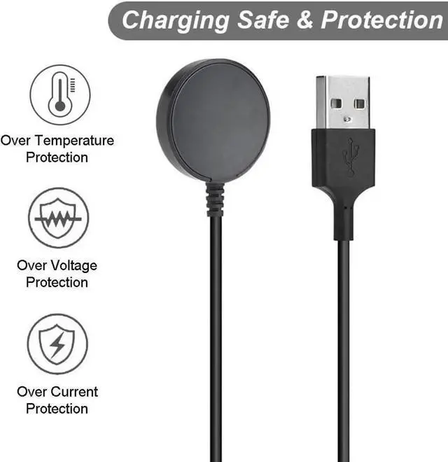 Alt view image 2 of 7 - Charger for Samsung Galaxy Watch 3/Watch 4/Watch 5/Watch 6, Replacement Charging Cable Cord for Samsung Galaxy Watch 6 Classic/5 Pro/4/3/Acitve 2/1 Smart Watch [2-Pack, 3.3ft]