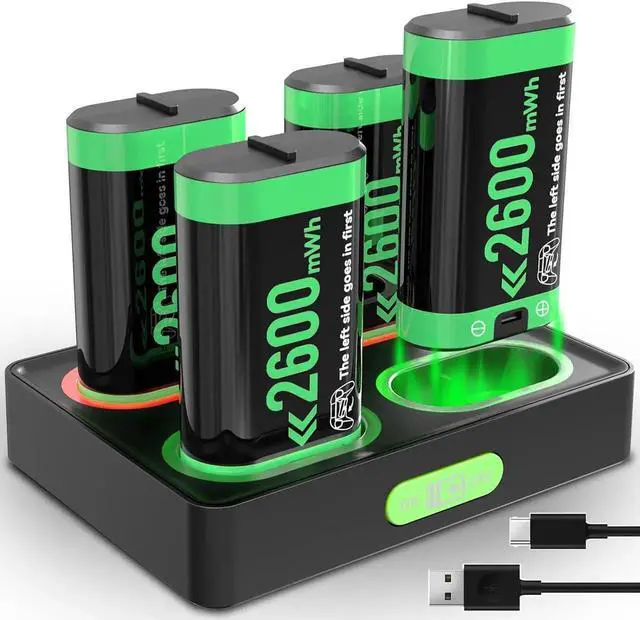 Main image of Rechargeable Battery Pack Charger Station for Xbox Controller, 4 x 2600mWh Rechargeable Batteries for Xbox Controller Battery Pack for Xbox One/Xbox Series X|S/Xbox One S|X/Xbox One Elite