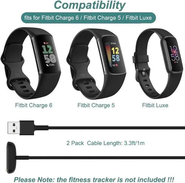 Alt view image 6 of 7 - Charger for Fitbit Charge 5 / Fitbit Charge 6 / Fitbit Luxe, Replacement Charging Cable Cord Accessories for Fitbit Luxe/Charge 5/Charge 6 [2-Pack, 3.3ft/1m]