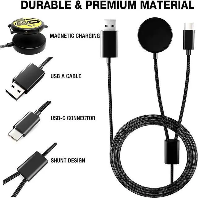 Alt view image 4 of 7 - Compatible with Samsung Galaxy Watch 6 Charger Cable 2 in 1 Charging Cable for Galaxy Z Flip5/Z Fod5/Z Flip4/Fod4/S23/ S22/S21/S20 Galaxy Watch 6/6 Classic/5/4/3/Active Watch(2 Pack)