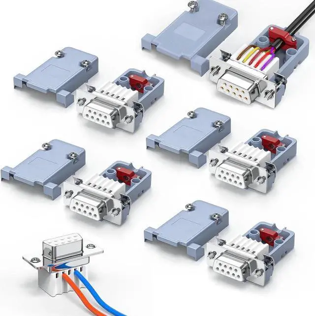 Main image of 5Pack DB9 Breakout Connector Female, RS232/RS485 Serial adapters,D-SUB 9-pin Female to ScrewTerminal Connector Signal Module with Shell