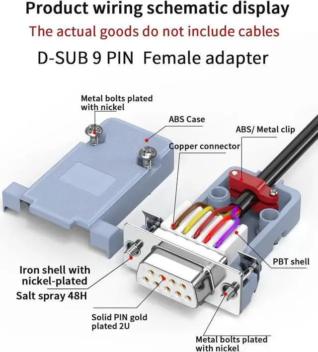 Alt view image 2 of 7 - 5Pack DB9 Breakout Connector Female, RS232/RS485 Serial adapters,D-SUB 9-pin Female to ScrewTerminal Connector Signal Module with Shell