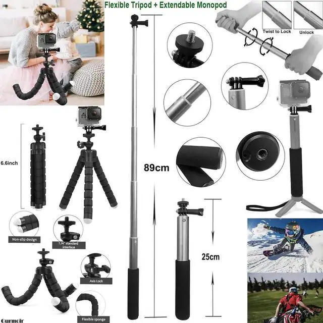 Alt view image 2 of 7 - Accessories Kit with Battery and Charger for Gopro Hero 12 11 10 9 Black, Waterproof Case+Selfie Stick+Tripod+2 Battery+3-Channel Charger Station Compatible with Go pro 12 11 10 9
