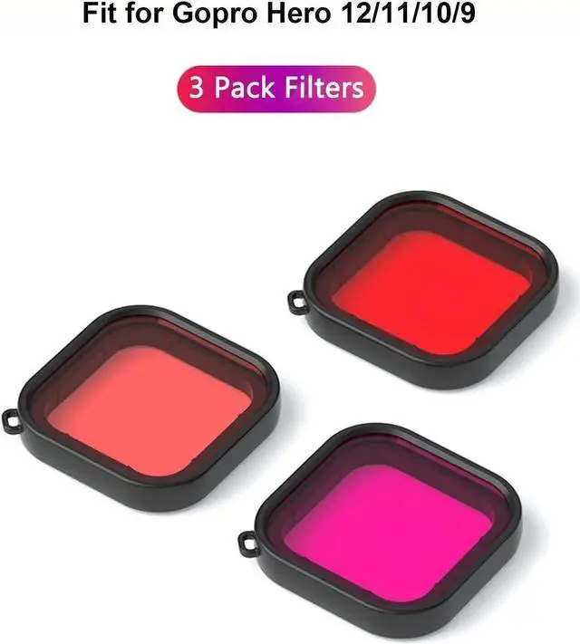 Alt view image 5 of 7 - Waterproof Housing for Go Pro Hero 12 Black/Hero 11 Black/Hero 10 Black/Hero 9 Black,Protective 60M/196FT Underwater Dive Case Shell with 3 Pack Filters Accessories