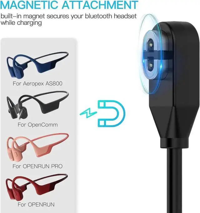 Alt view image 6 of 7 - 2 Pack Compatible for Shokz Charging Cable,Magnetic Charger Cord Compatible for Aftershokz Aeropex AS800,Shokz OpenRun Pro,OpenRun,OpenRun Mini,OpenComm Bone Conduction Headphones