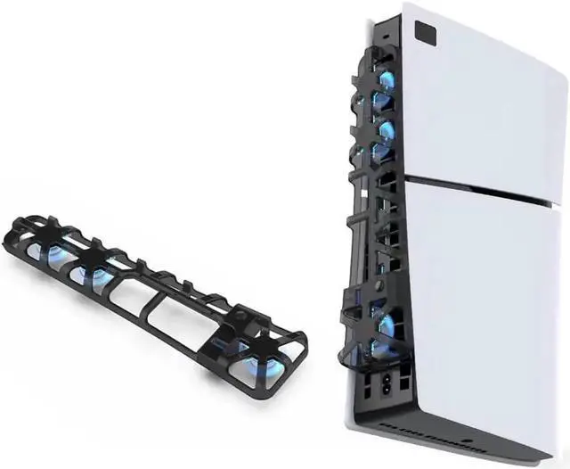 Alt view image 6 of 7 - Cooling Fan for PS5 Slim, High-Speed Rotational Cooling System with Blue LED Light, Quiet Cooler Accessories for PS5 Slim Digital & Discs Edition with USB 3.0 Port