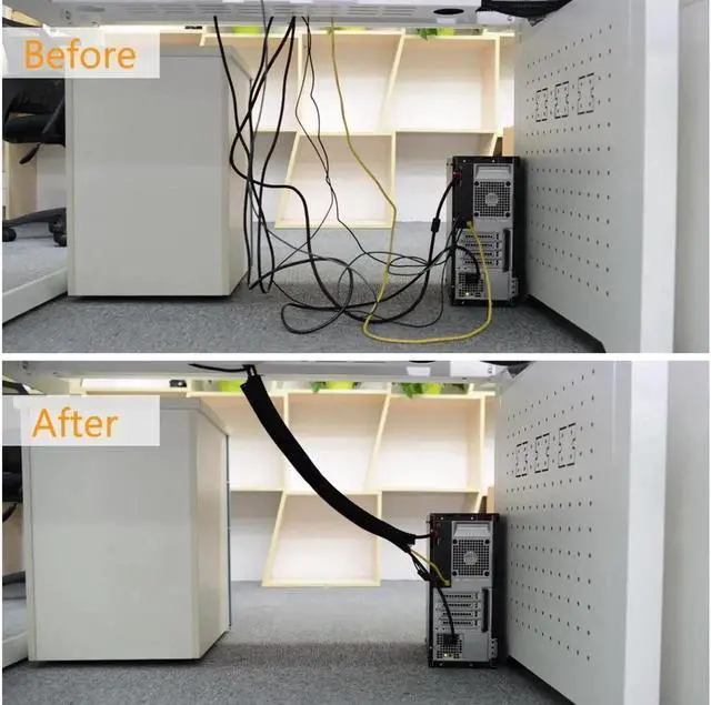 Alt view image 5 of 7 - Cord Organizer Systerm Cable Management Sleeve 19.5 inch Wire Cover with Zipper Cable Wrap Cord Sleeves for TV Computer Office Home Entertainment - 4 Pack