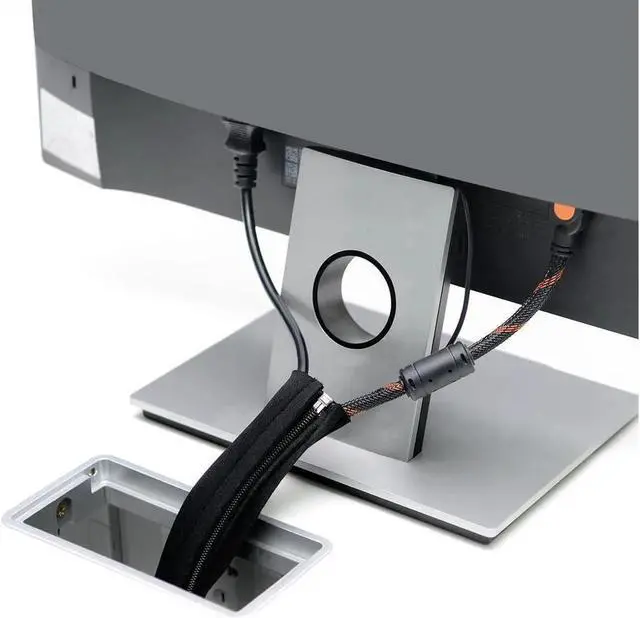 Alt view image 2 of 7 - Cord Organizer Systerm Cable Management Sleeve 19.5 inch Wire Cover with Zipper Cable Wrap Cord Sleeves for TV Computer Office Home Entertainment - 4 Pack