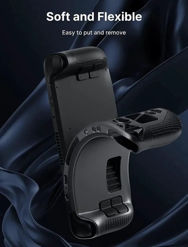 Alt view image 3 of 7 - Protective Case for Steam Deck Silicone Soft Cover Protector with Full Protection Shock-Absorption Anti-Scratch Design - Black
