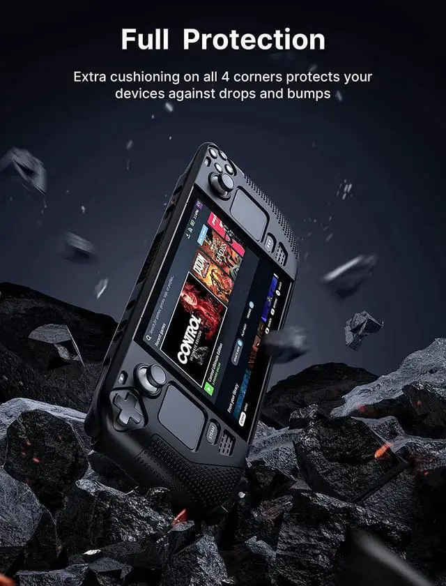 Alt view image 7 of 7 - Protective Case for Steam Deck Silicone Soft Cover Protector with Full Protection Shock-Absorption Anti-Scratch Design - Black