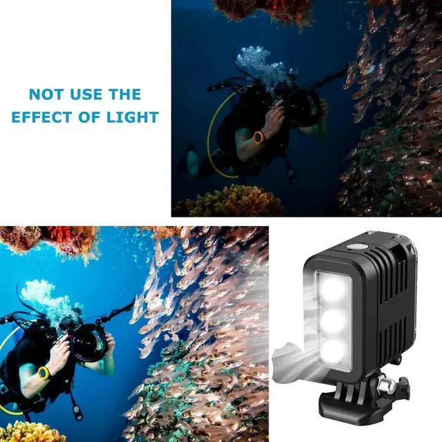 Alt view image 3 of 7 - Diving Light High Power Rechargeable Dimmable Waterproof LED Video Light Fill Night Light for GoPro Hero 12/11/10/9/8/7/5/6/5/4/3+/3/2 Fusion Session SJCAM AKASO DJI OSMO Action Camera