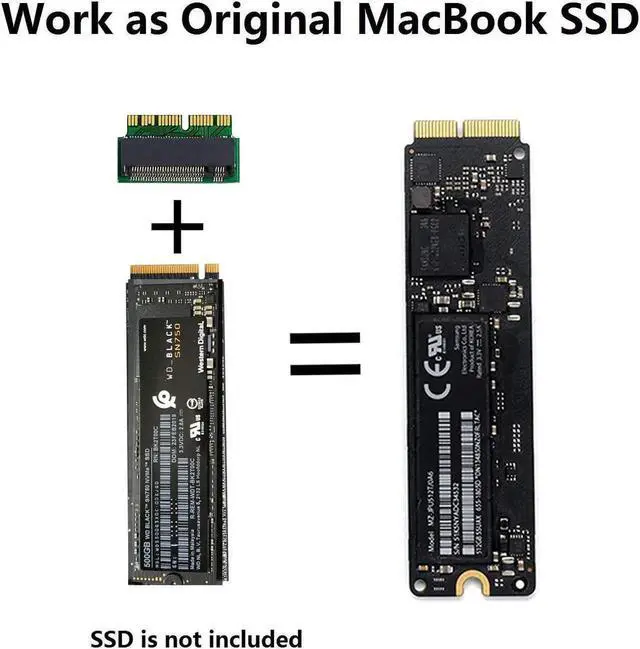 Alt view image 2 of 7 - M.2 NVME MacBook SSD Convert Adapter for Upgraded MacBook Air Pro Retina Mid 2013-2017 AHCI SSD Upgraded Kit for A1465 A1466 A1398 A1502