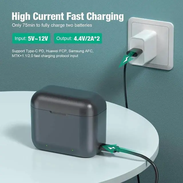 Alt view image 4 of 7 - Replacement Insta360 X3 Battery 1800mAh 2-Pack and Dual Slot USB Fast Charger Hub Compatible with Insta360 X3 Action Camera