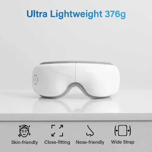 Alt view image 3 of 7 - Hot Compress Massage Eye Mask, Lightweight Bluetooth Music Wireless Eye Massager with Heat and Vibration, Airbag Kneading for Strain Relief