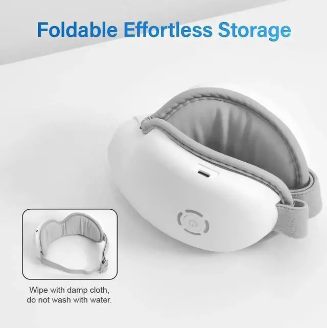 Alt view image 7 of 7 - Hot Compress Massage Eye Mask, Lightweight Bluetooth Music Wireless Eye Massager with Heat and Vibration, Airbag Kneading for Strain Relief