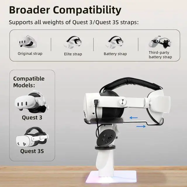 Alt view image 7 of 7 - Charging Dock for MetaQuest 3S, Vertical Charging Stand, Compatible for Quest 3S/Quest 3/Quest 2 VR Controller Holder