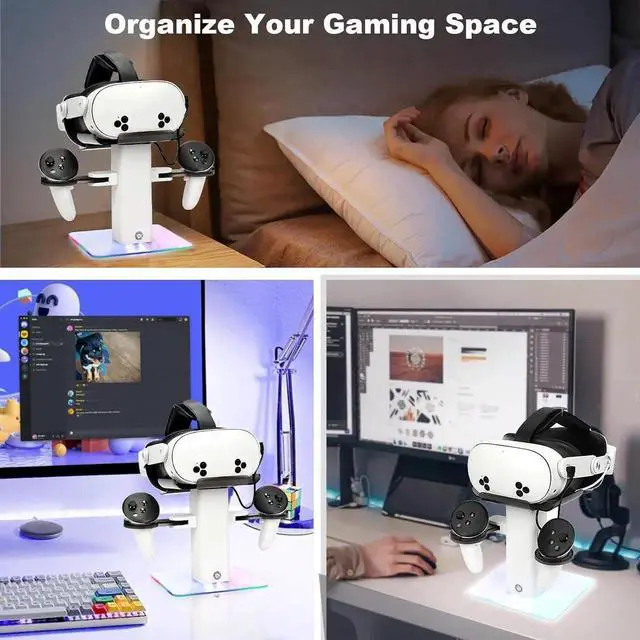 Alt view image 3 of 7 - Charging Dock for MetaQuest 3S, Vertical Charging Stand, Compatible for Quest 3S/Quest 3/Quest 2 VR Controller Holder