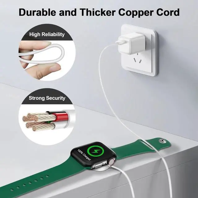 Alt view image 4 of 7 - 2 Packs for Apple Watch Charger Magnetic Fast Charging Cable [Portable] Magnetic Wireless Charging Compatible with iWatch Series Ultra/10/9/8/7/6/SE/5/4/3/2 - [3.3FT]