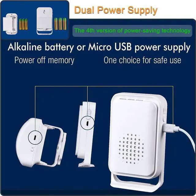 Alt view image 6 of 7 - Motion Sensor Detector Door Chime for Business Store Entry Alert, Welcome Buzzer Monitor Doorbell Alarm for Home Elderly, LED Indicators & Vibration (1 Sensor & 1 Receiver)