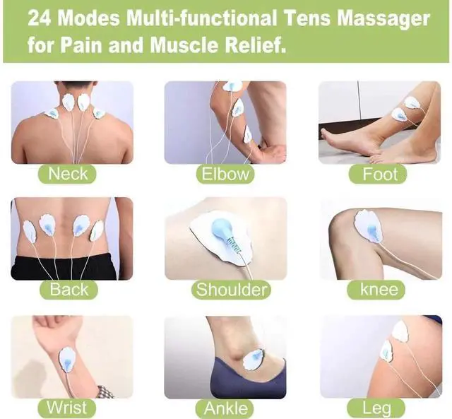 Alt view image 5 of 7 - Dual Channel TENS EMS Unit 24 Modes Muscle Stimulator for Pain Relief Therapy, Electronic Pulse Massager Muscle Massager with 10 Pads, Dust-Proof Drawstring Storage Bag, Fastening Cable Ties