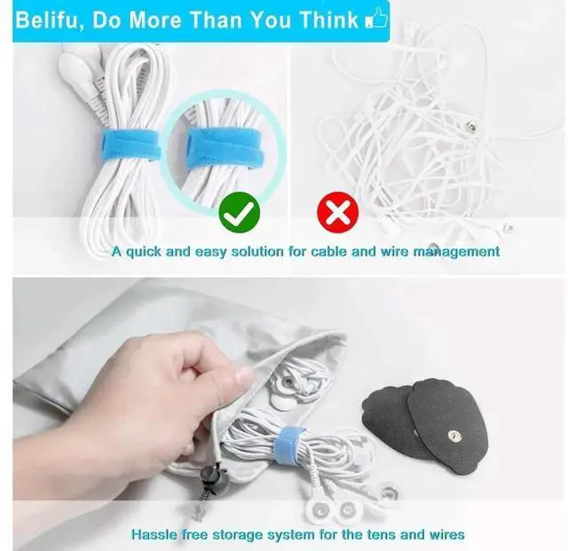 Alt view image 3 of 7 - Dual Channel TENS EMS Unit 24 Modes Muscle Stimulator for Pain Relief Therapy, Electronic Pulse Massager Muscle Massager with 10 Pads, Dust-Proof Drawstring Storage Bag, Fastening Cable Ties