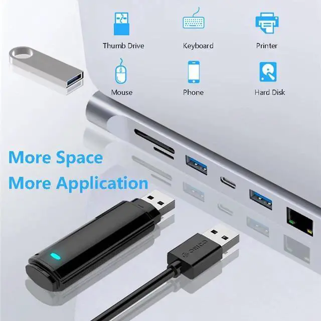 Alt view image 6 of 7 - 12 in 1 USB C Type Hub Adapter Multi Port Triple Display Dongle Type-C to Dual HDMI VGA USB 3.0 PD Charging SD/TF Card Reader Gigabit Ethernet MacBook DELL LenovoHP other Type C laptops