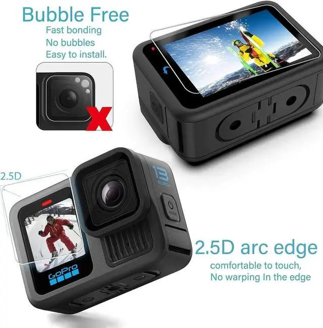 Alt view image 2 of 7 - 10 PCS Hero 13 Screen Protector Fit for GoPro Hero 13 Black, 9H Ultra Clear Tempered Glass Screen Only for Go Pro Hero 13 Accessories, Screen Protector & Silicone Lens Protective Cover