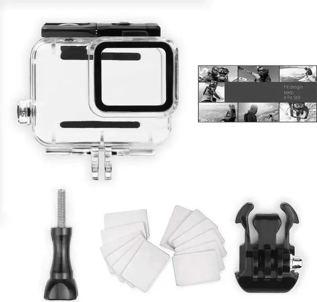 Alt view image 6 of 6 - Waterproof Housing Case Only for Go Pro Hero 7 White & Silver, Protective 45m Underwater Dive Case Shell with Bracket Accessories for Go Pro Hero 7 White & Silver Camera with 12pcs Anti- Fog Inserts
