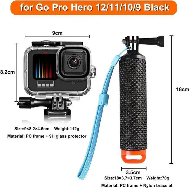 Alt view image 6 of 7 - Accessories Kit for GoPro Hero 13 Black 60M Waterproof Housing Case with Underwater Float Handle Silicone Sleeve Lens Cap Screen Protectors Dive Filters Anti-Fog Inserts Carrying Case