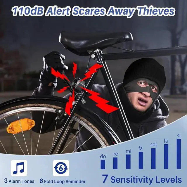 Alt view image 4 of 6 - Bike Alarm USB Rechargeable with Mount, Motorcycle Alarm with Remote Motion,Wireless Bicycle Anti Theft System,Waterproof Vibration Alarm for Ebike Electric Bike Scooter Car