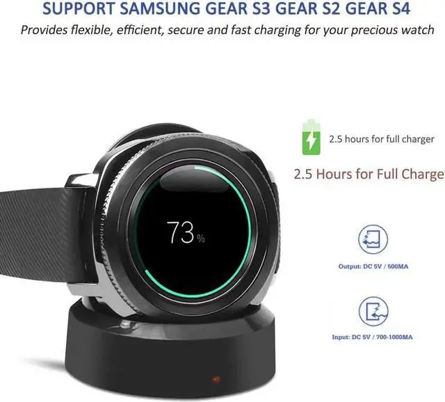 Alt view image 2 of 7 - for Samsung Gear S2 S3 S4 Watch Charger, Fast Speed Stable Samsung Frontier Watch Charger Cradle Dock Station for Samsung Gear S4 S3 S2 Frontier Classic Smartwatch