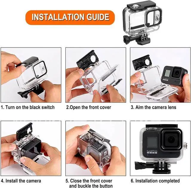 Alt view image 7 of 7 - Compatible for Go Pro Hero 7 6 5 Black Waterproof Housing Case 45M/147FT Protective Underwater Dive Case Shell with Cameras Handle Mount Accessories Kit