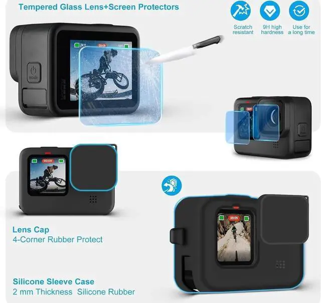 Alt view image 2 of 7 - Accessories Kit for Gopro Hero 13 Black Waterproof Housing Case Underwater Float Handle Silicone Sleeve Lens Cap Tempered Glass Screen Protectors Dive Filters Anti-Fog Inserts Bundle Set
